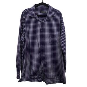 Rochester Button Down Shirt‎ Mens 18 36/37 Purple Plaid Non-Iron Egyptian Cotton